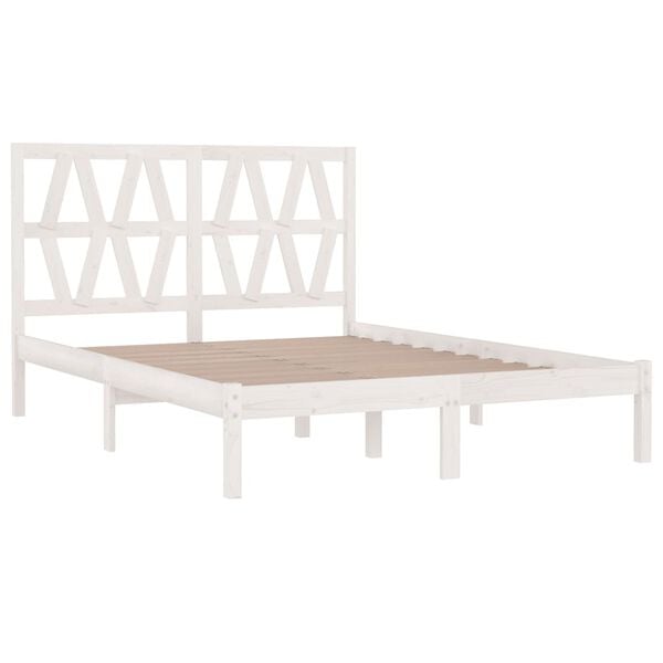 vidaXL Giroletto Bianco Legno Massello di Pino 120x190cm Small Double