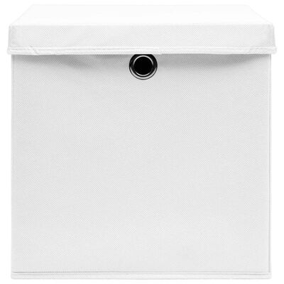 vidaXL Contenitori con Coperchi 4 pz 28x28x28 cm Bianco