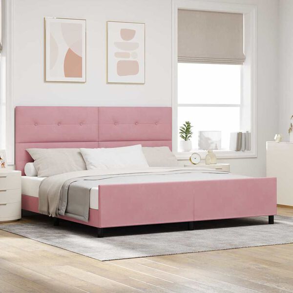 vidaXL Letto a molle con testiera Rosa 200 x 200 cm Velluto