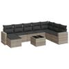vidaXL Set Divano da Giardino 9pz con Cuscini Grigio Chiaro Polyrattan