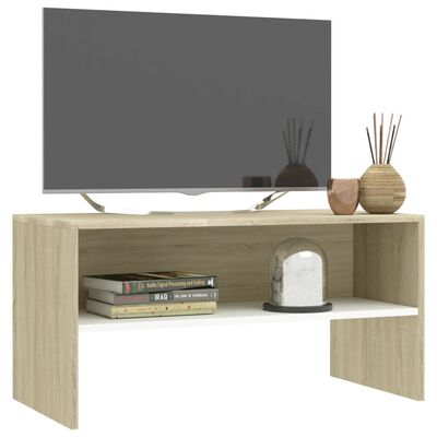 vidaXL Mobile TV Bianco e Rovere Sonoma 80x40x40 cm Legno Multistrato