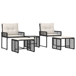 vidaXL Set di Mobili da Esterno con cuscino 5 pcs Nero e Bianco