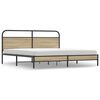 vidaXL Giroletto senza Materaso in Metallo Rovere Fumo 183x213 cm