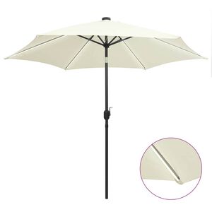 vidaXL Ombrellone con Luci a LED e Palo Alluminio 300 cm Bianco Sabbia