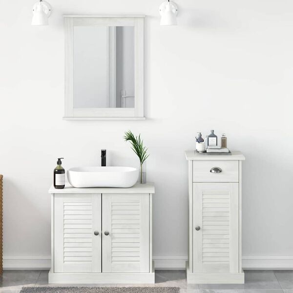 vidaXL Set di mobili per il bagno 3 pcs Bianco Antico Pino massello