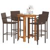 vidaXL Set Bar Giardino 5pz Marrone Legno Massello Acacia e Polyrattan
