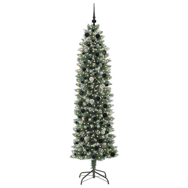 vidaXL Albero di Natale Artificiale Sottile Verde e Bianco 210 cm