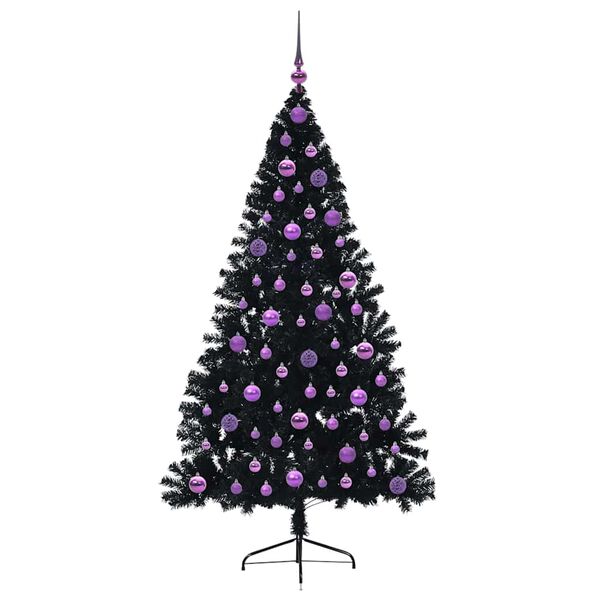 vidaXL Albero di Natale artificiale con luci integrate Nero 180 cm PVC