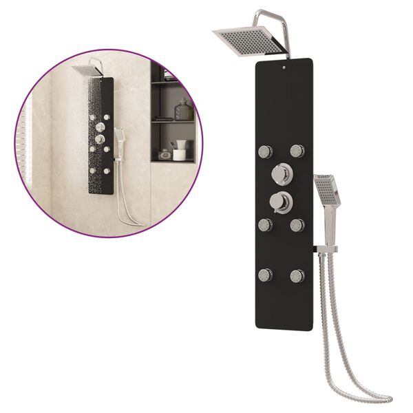 vidaXL Pannello Doccia in Vetro 25x47,5x130 cm Nero