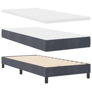 vidaXL Letto a Sorgente LED con led Grigio scuro 90 x 200 cm Velluto
