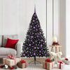 vidaXL Albero di Natale artificiale con luci integrate Nero 180 cm PVC