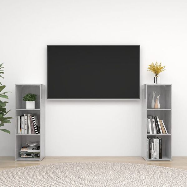 vidaXL Mobili TV 2 pz Grigio Cemento 107x35x37 cm in Legno Multistrato
