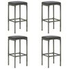 vidaXL Sgabelli da Bar con Cuscini 4 pz Grigi in Polyrattan