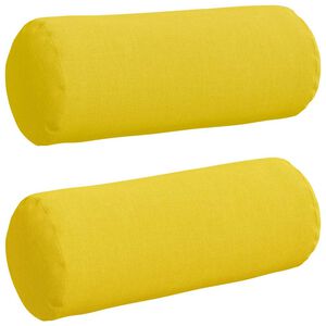 vidaXL Cuscini a rullo 2 pcs Giallo Chiaro &Oslash; 15 x 40 cm Tessuto