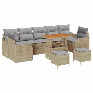 vidaXL Set Divano da Giardino con cuscino 10 pcs Beige polyrattan