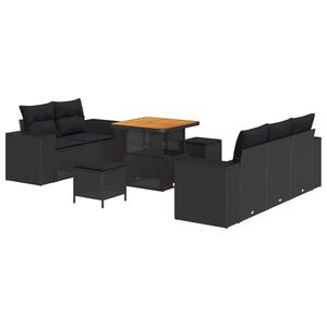 vidaXL Set Divano da Giardino 8 pcs Nero polyrattan