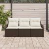 vidaXL Set Divano da Giardino con cuscino 3 pcs Marrone Poly Rattan