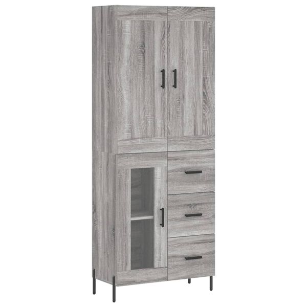 vidaXL Credenza Grigio Sonoma 69,5x34x180 cm in Legno Multistrato