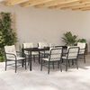 vidaXL Set da Pranzo per Giardino con cuscino 7 pcs Nero polyrattan
