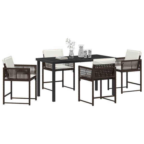 vidaXL Set da Pranzo per Giardino 5 pcs Marrone polyrattan