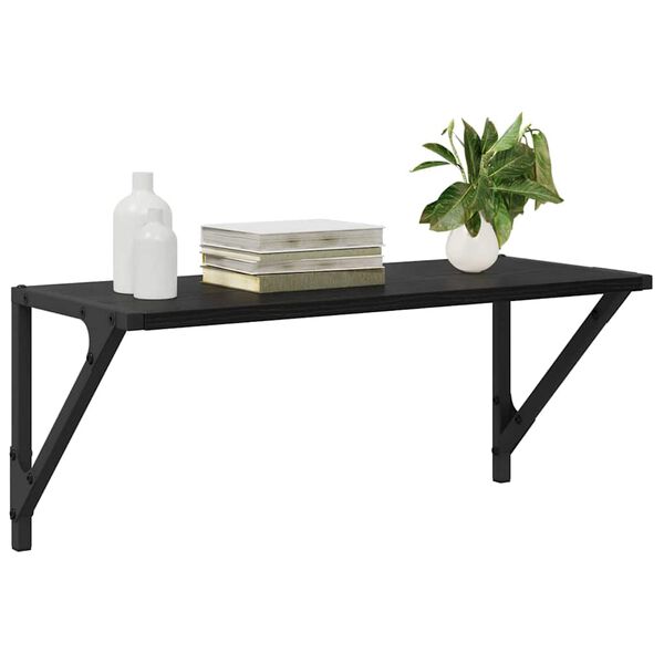 vidaXL Scaffali da parete 2 pcs Rovere Nero 60 x 25 x 25,5 cm