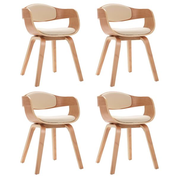 vidaXL Sedie da Pranzo 4 pz in Legno Curvato e Similpelle