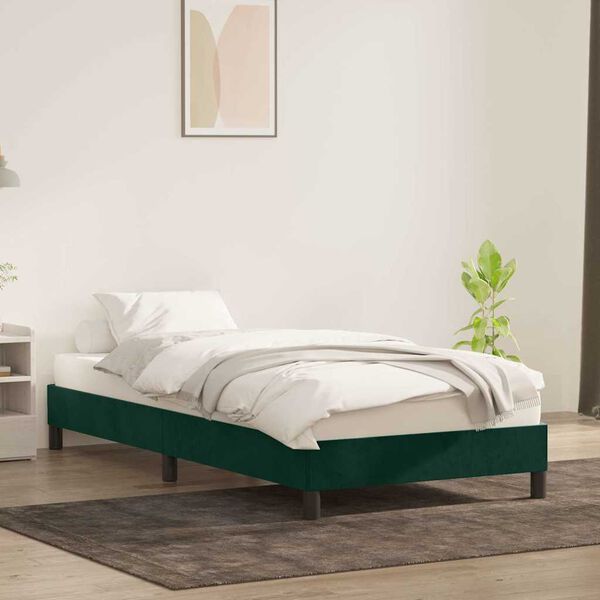 vidaXL Giroletto senza Materasso Verde Scuro 90x220 cm in Velluto