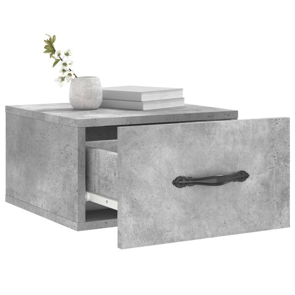 vidaXL Comodino a Muro Grigio Cemento 35x35x20 cm