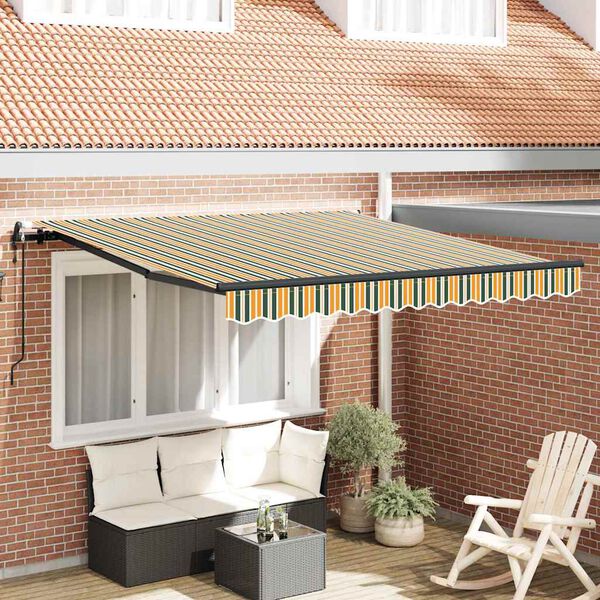 vidaXL Tenda Retrattile Verde e giallo 350 x 250 cm