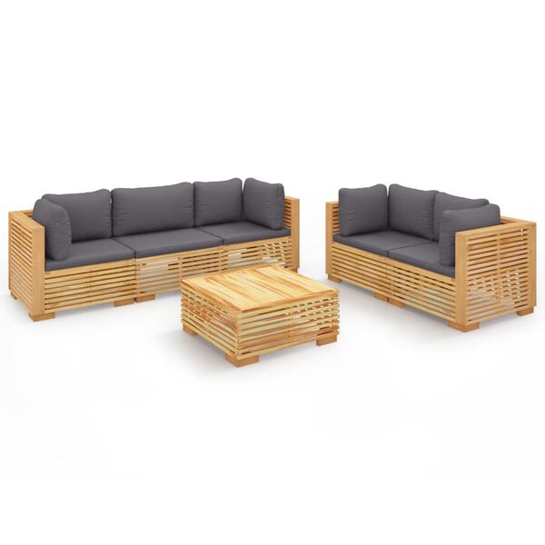 vidaXL Set Divani da Giardino 6 pz con Cuscini Legno Massello di Teak