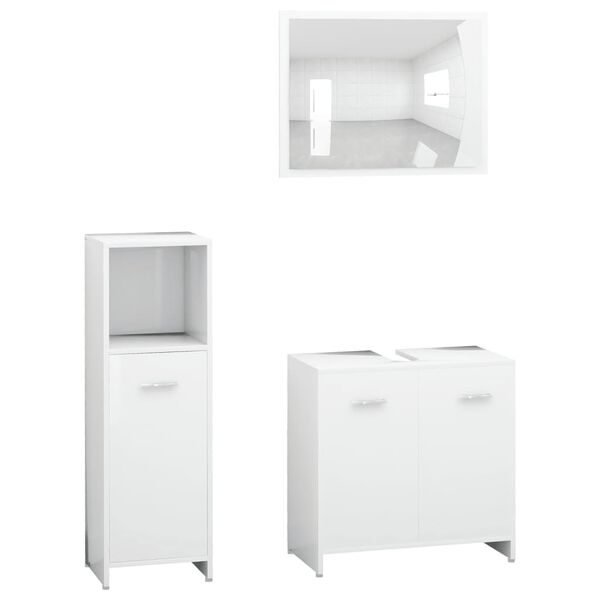 vidaXL Set Mobili da Bagno 4 pz Bianco in Legno Multistrato