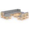 vidaXL Set Salotto Giardino 10pz Cuscini Antracite Legno Massello Pino