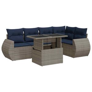 vidaXL Set Divano da Giardino 6pz con Cuscini Grigio Polyrattan Acacia