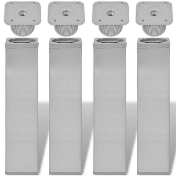 vidaXL Gambe per divano 4 pcs Argento 38 x 38 x 180 mm Ferro