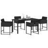 vidaXL Set da Pranzo per Giardino con cuscino 5 pcs Nero polyrattan
