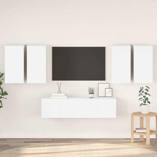 vidaXL Set di Mobili Porta TV 6 pz Bianco in Legno Multistrato