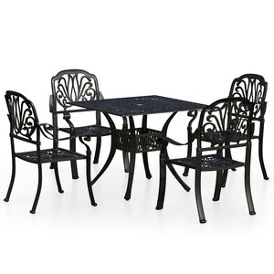 vidaXL Set da Bistrot 5 pz in Alluminio Pressofuso Nero