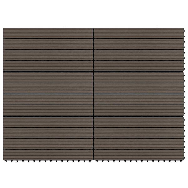 vidaXL Piastrella per Decking 6 pcs Marrone Scuro 60 x 30 cm WPC