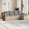 vidaXL Set Divano da Giardino 5 pz con Cuscini Beige in Polyrattan