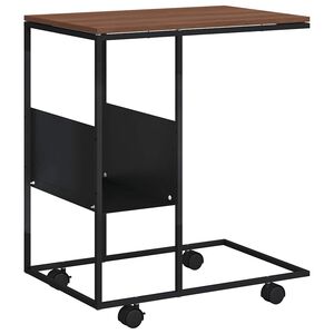 vidaXL Tavolino con Ruote Nero 55x36x63,5 cm in Legno Multistrato