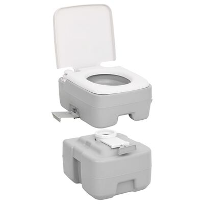 vidaXL Toilette da Campeggio Portatile Grigia e Bianca 20+10 L in HDPE