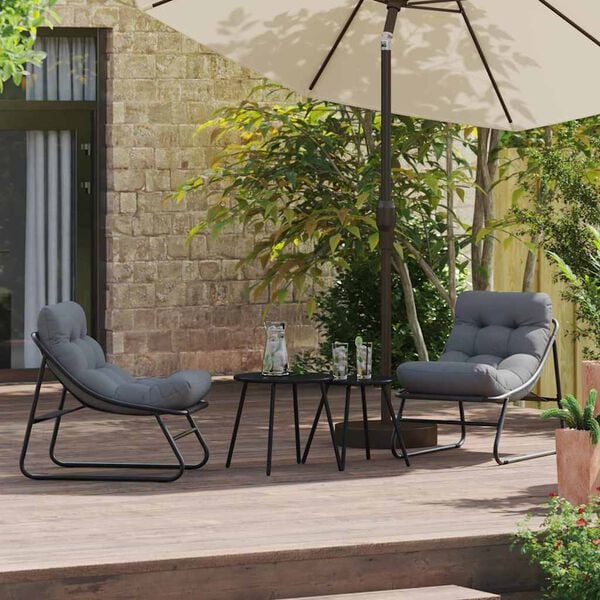 vidaXL Arredamento da Giardino 2 pcs Nero 60,5 x 81 x 71 cm
