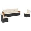 vidaXL Set Divano da Giardino 6 pz con Cuscini Nero in Polyrattan