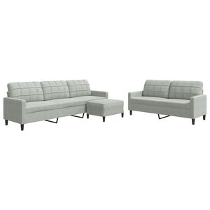 vidaXL Set di Divani 3 pz con Cuscini Grigio Chiaro in Velluto