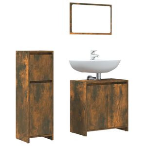 vidaXL Set Mobili da Bagno 3 pz Rovere Fumo in Legno Multistrato