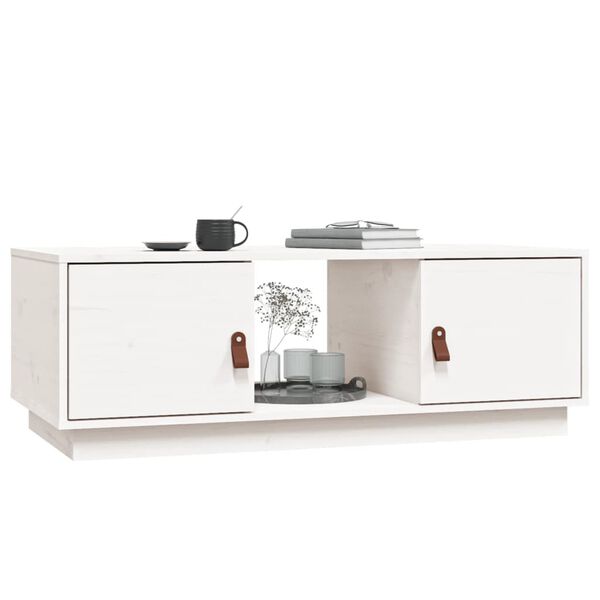 vidaXL Tavolino da Salotto Bianco 100x50x35 cm Legno Massello di Pino