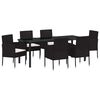 vidaXL Set da Pranzo per Giardino 7 pz Nero polyrattan