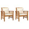 vidaXL Poltrone con Cuscini Bianco Crema 2 pz Legno Massello di Acacia