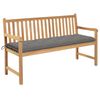 vidaXL Panca da Giardino con Cuscino Grigio 150 cm Legno di Teak