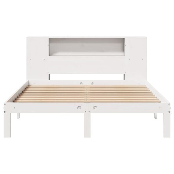 vidaXL Letto Libreria senza Materasso Bianco 140x200 cm Legno di Pino